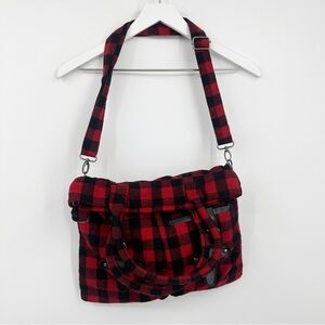 Olsenboye Vintage Y2K Red Plaid Cross Body Bag Early 2000s Festival